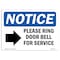 Signmission OSHA Sign, 10" H, Rigid Plastic, Please Ring Door Bell For Service Sign With Symbol, Landscape OS-NS-P-1014-L-17581 - alternate 1